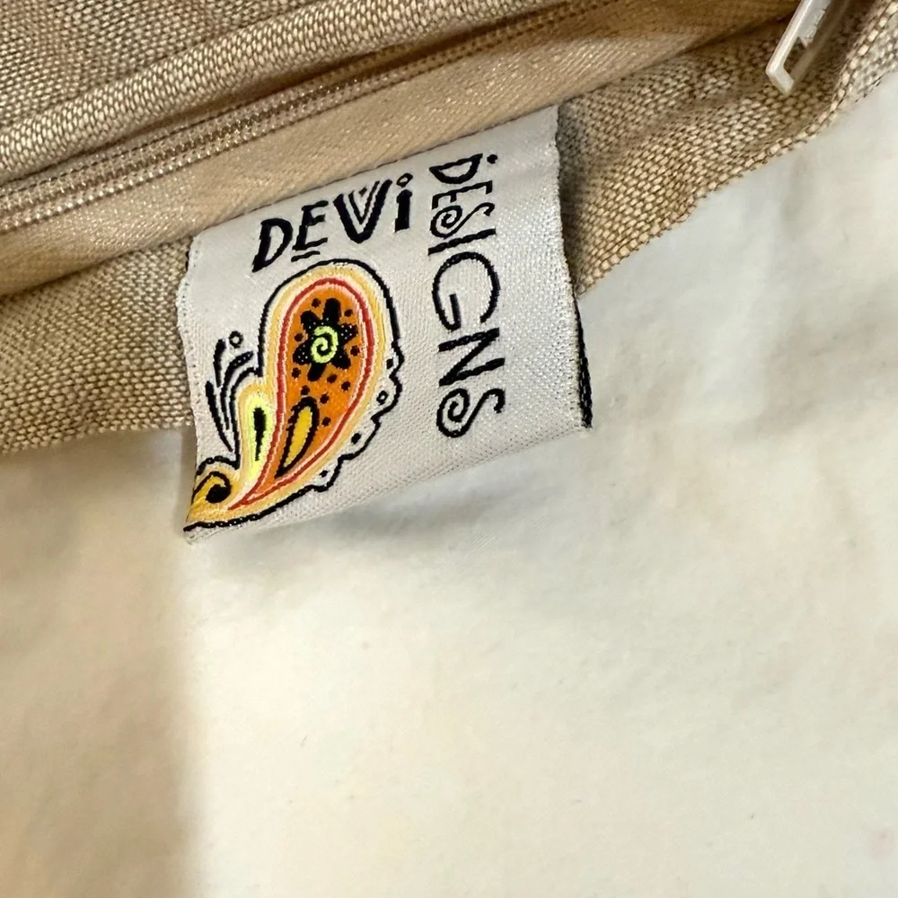 Tan Rectangular Pillow Cover with Raised White 'Love' Embroidery 20*12